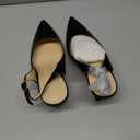 Rilista Women's Kitten Heels Pumps Pointed Closed Toe Wedding Party Dress Slingback Pump Shoes, Size 9, Black/Pu