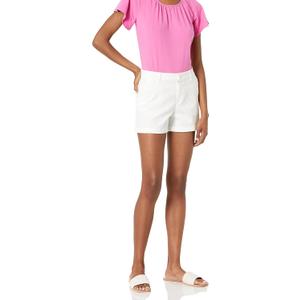 Amazon Essentials Women's Mid-Rise Slim-Fit 3.5 Inch Inseam Khaki Shorts, White, Size 8