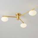 Glass Semi Flush Mount Ceiling Light, Modern Sputnik Chandelier, Bubble Ball Ceiling Light Fixture for Bedroom, Hallway (Gold, 3 Lights)