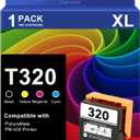 T320 320 Ink Cartridges Remanufactured for Epson 320XL 320P Ink for PictureMate PM-400 Printer (BK/C/M/Y/K-BCS)
