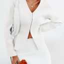 Saodimallsu Womens V Neck Sweater Blazer Peplum Long Sleeve Knit Open Front Split Cardigan Sweaters (White, M)