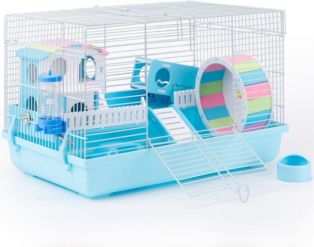 ROBUD Large Hamster Cage Gerbil Haven Habitat Small Animal Cage (Blue)