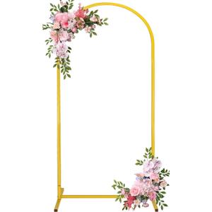 Fivenl Arch Backdrop Stand 5FT Balloon Arch Stand Stable Gold Wedding Arch Frame Metal Arch Backdrop Stand for Wedding Ceremony Birthday Party Bridal Baby Shower Banquet Decoration