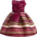 CMMCHAAH 2-9T Flower Girls Dresses Toddler Striped Dress (Red)