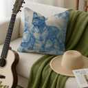 Blue Chinoiserie French Bulldog Pillow Covers 18x18, Frenchie Gifts for Women, French Country Toile de Jouy Frenchie Dog Decorative Throw Pillow Covers for Home Living Room Bedroom (Color-13)