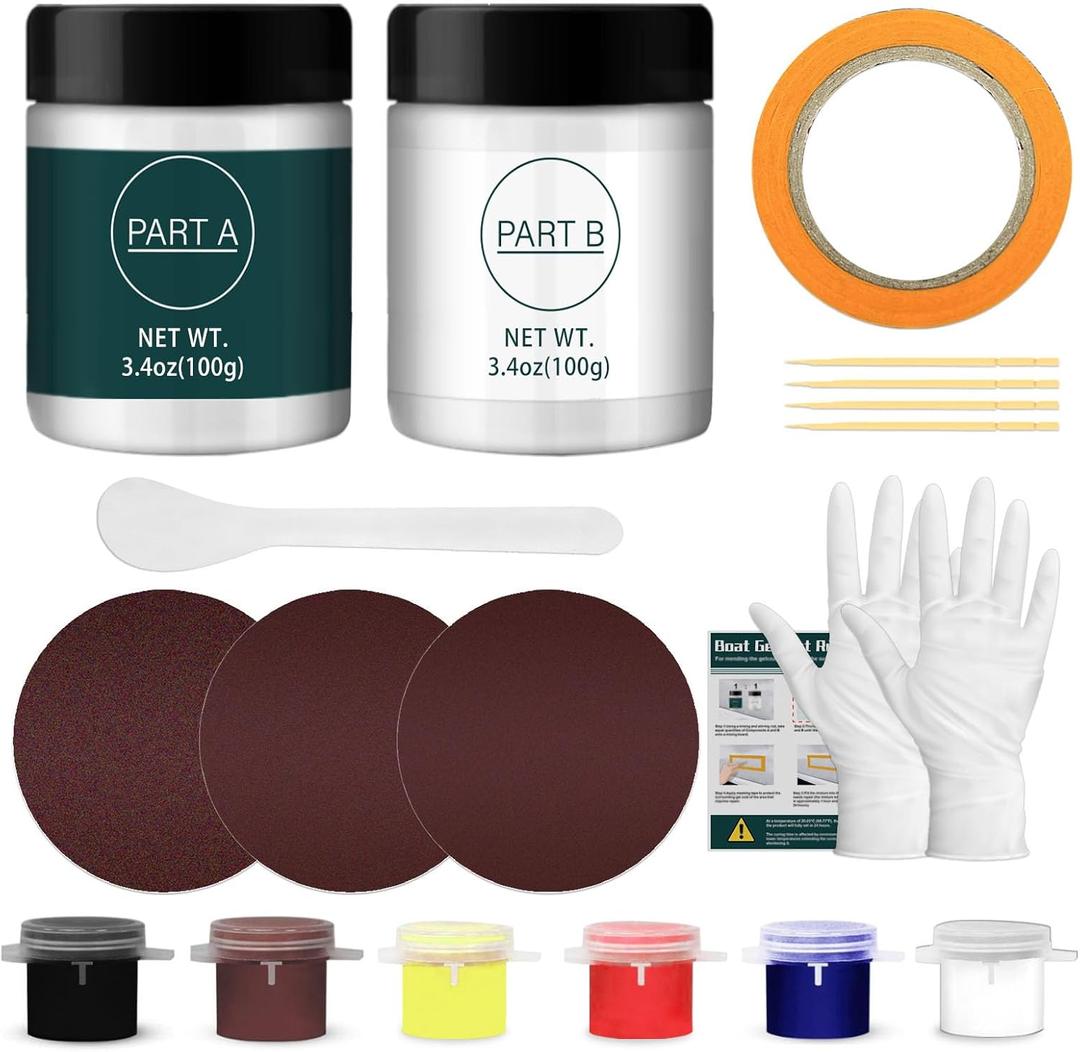 Gel Coat Repair Kit for Boats, 200g Fiberglass Gelcoat Repair Kit for Boats, Fast Fix Scratches, Chips, Cracks, for Fiberglass, Acrylic, Aluminum Alloy