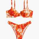WDIRARA Women's Floral Print Underwire Bikini Swimsuit 2 Piece Bathing Suits Swimwear Large