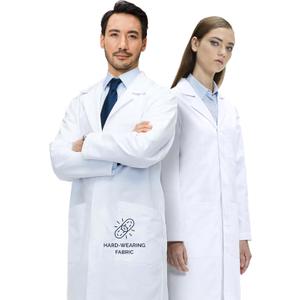 Professional Unisex 100% Cotton Lab Coat for Men and Women, Multiple Pockets, Classic Fit, Snap Closing, 40" Length (Small)