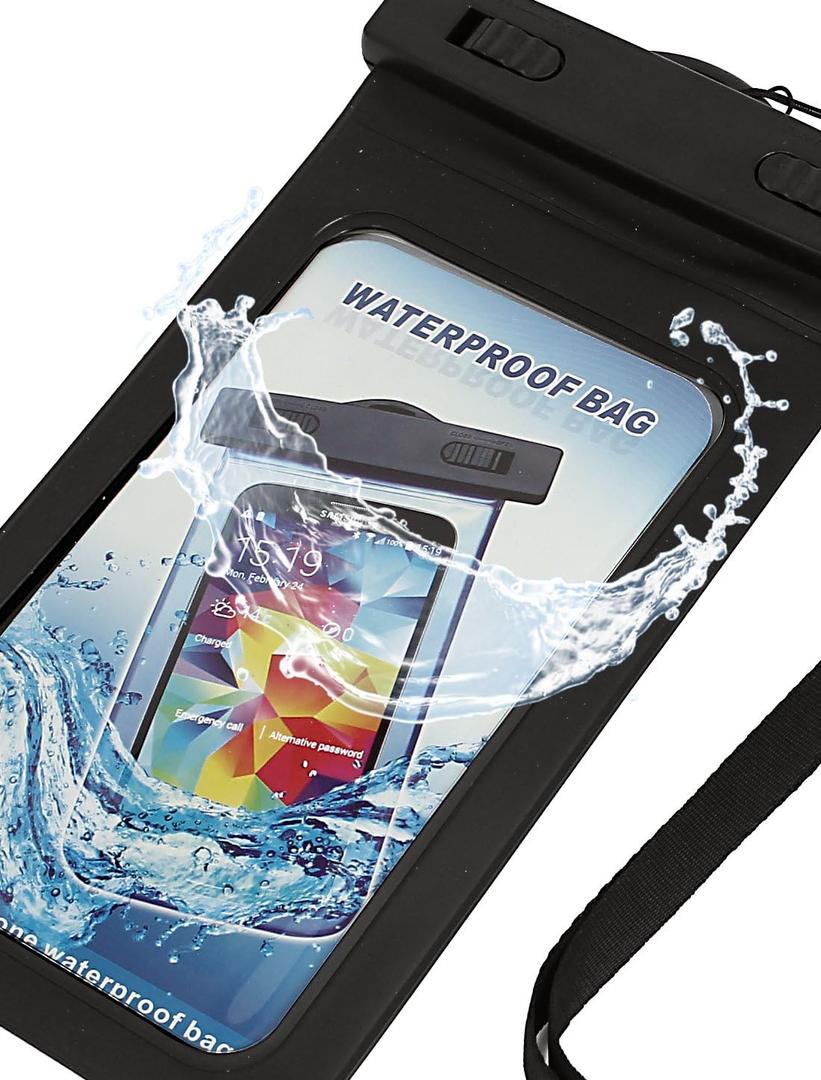 Waterproof Bag Holder Black for 5.5-Inch Mobile Phone w Neck Strap