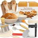 ARHY Sourdough Starter & Bread Baking Kit – 700ml Wide-Mouth Fermentation Jar + Round & Oval Rattan Bannetons – Complete Tool Set with Online Recipe Guide