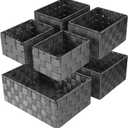 Uvellgift Woven Storage Baskets, Storage Bins, Cube Basket Container Baskets Storage Boxes Organizers for Clothes /Shelves/ Closet, Set of 6 (Grey)
