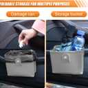BDZMC Car Trash Can, Hanging Storage Container Dustbin, Foldable Garbage Organizer, Leather Mini Car Trash Bin with One Roll Trash Bag, Universal Car Accessories for Vehicles Home Office (Grey)