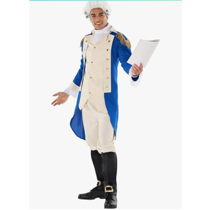 Morph George Washington Costume For Adults With Wig - Colonial Men’s Costume - Historical Dress Up Outfit - Size XL