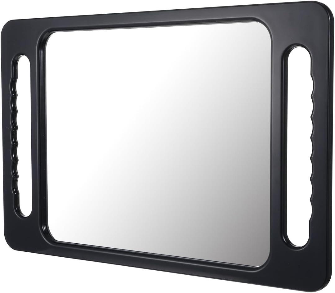 Unbreakable Portable Makeup Mirror with Double Handles Large Handheld Tray Mirror Durable Lightweight Mirrors for Beauty Salon Barbers and Stylists Ergonomic Handgrip