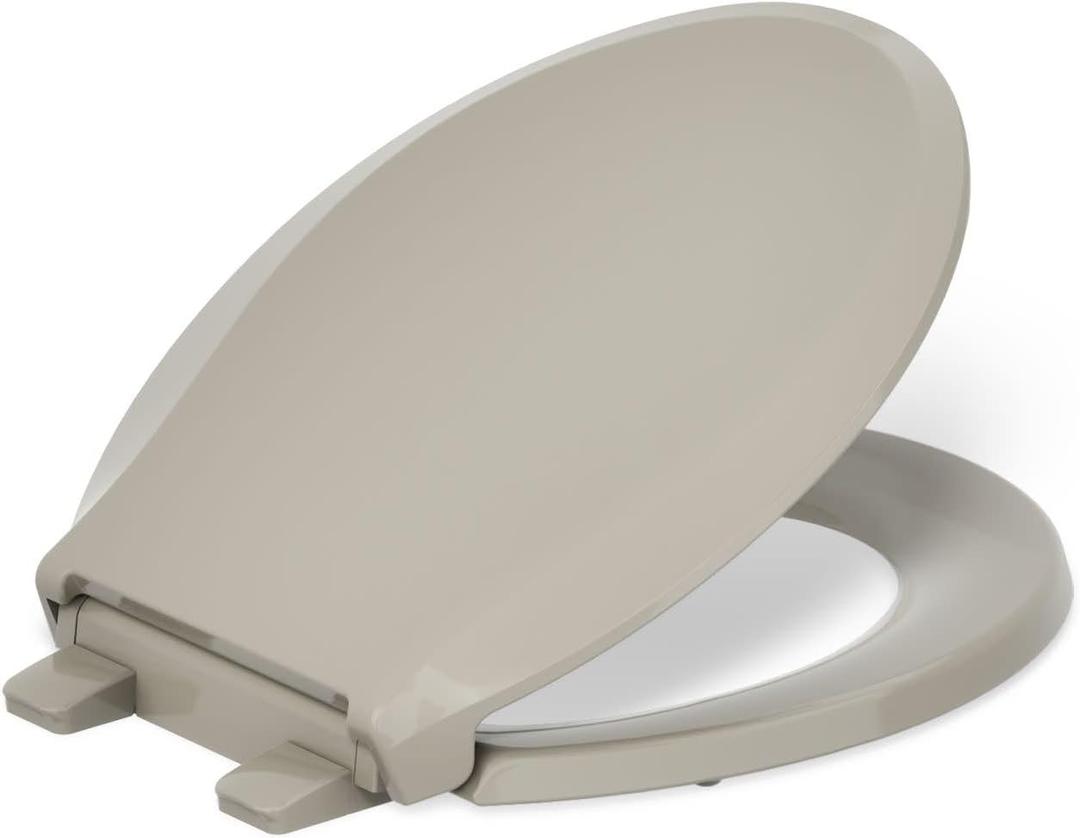 KOHLER 4639-RL-G9 Cachet ReadyLatch Round Toilet Seat Soft Close, Sandbar
