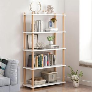 IOTXY 5-Tier Wooden Shelf Bookcase - Modern Open Bookshelf, Free Standing Storage Rack, Multifunctional Display Stand for Home and Office, White, Rectangle, White 