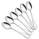VANRA 6-Piece Dinner Spoons Set Soup Spoons Heavy Duty Stainless Steel Silver Cutlery Set 8 inches (6 spoons)