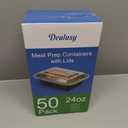 Dealusy 50 Pack (100-Piece) 24 oz Meal Prep Containers Reusable with Lids, Sturdy Leakproof & Food Safe, Microwave, Freezer, Dishwasher Safe Prep Containers, To Go Take Out Plastic Food Storage