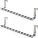 Over-Cabinet Door Towel Rack, 14-inch Extra-Wide Stainless Steel Bar for Kitchen & Bathroom Cabinets (NOT for Room Doors), Fits Cabinet/Wardrobe Doors up to 0.8", 2 Pack, Sliver
