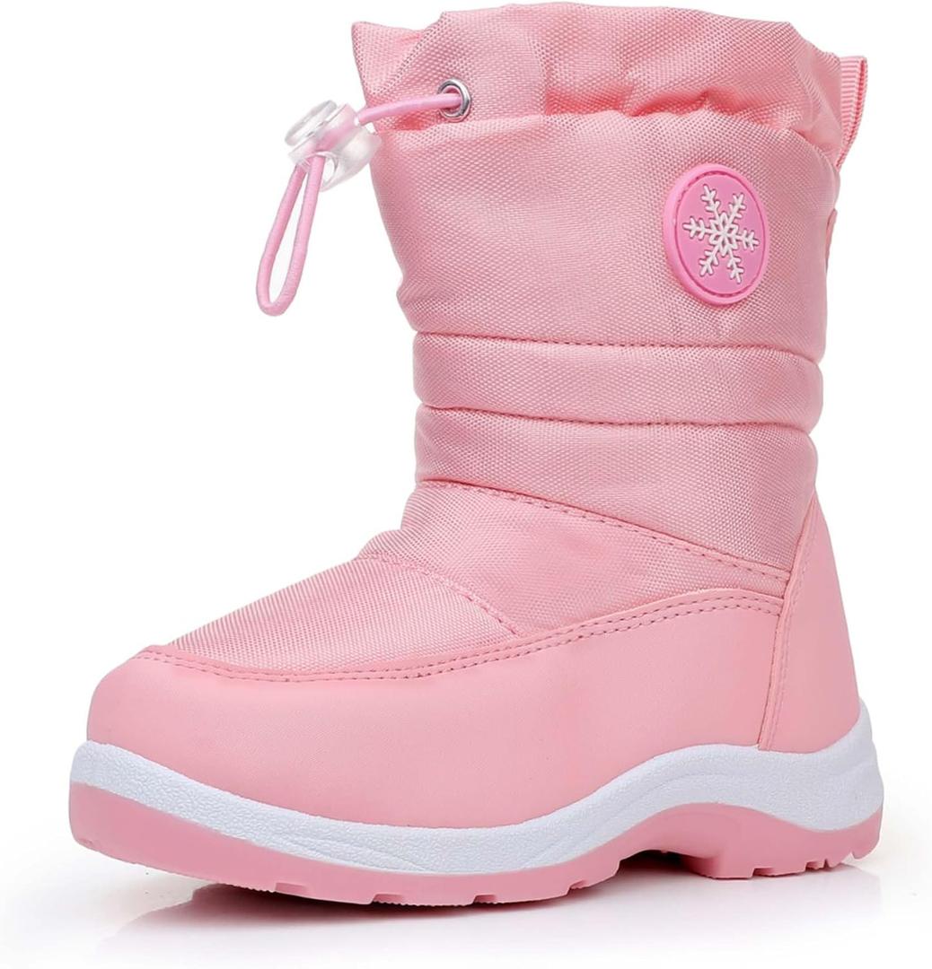 Ahannie Girls Snow Boots Toddler Kids Winter Boots Water Resistant Warm Side Zipper Shoes(Toddler/Little Kid) (Pink-10) (28)