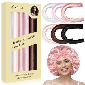 Heatless Curls Overnight Rods - 6 Pcs No-Heat Blowout Hair Curler Set, Hair Rollers for Long Hair with Bonnet for Sleeping (Gilding)