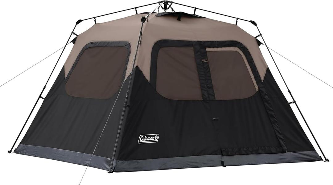 Coleman 6 Person Instant Camping Tent with 1-Minute Setup | Easy Setup & Storage, Spacious Interior, Pre-Attached Poles, 3-Season Family Tent, Gear Pockets, Carry Bag