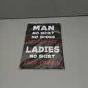 ALKB Rustic Bar Sign Men No Shirt Sign No Service Man Cave Sign Retro Metal Bar Pub Decor 8x12 Inch