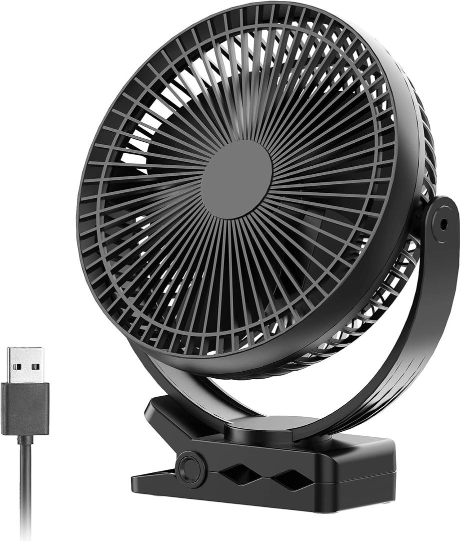 Sukadar Portable Clip on Fan, 10000mAh Battery Operated, 24 Hours Work Time, 4 Speeds, 8 Inch, Personal Fan for Bedroom Outdoor Travel Camping Golf Cart Treadmill Home Office (TF-29-8'')