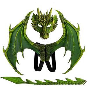 Nirvany Kids Dragon Cosplay Costume - Wing Tail Mask Set for Boys & Girls - Halloween