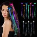 12 Pack Led Light Up Fairy Hair Accessories Braid Extension Butterfly Clips for Women Girls, Glow in the Dark Party Favors Supplies Neon Rave Accessories Wig for Festival Halloween Christmas Birthday