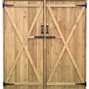 Hanover Outdoor Storage Shed, Double Door Wood Shed for Tools and Garden Supplies with Shelf and Locking Latch, 36 Cu.Ft. Capacity (4.4' x 5' x 1.6'), Backyard Shed