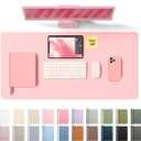 YSAGi Leather Desk Protector, Office Mat, Large Mouse Mat, Non-Slip PU Leather Blotter, Laptop Pad, Waterproof Writing Pad for Office and Home (Light Pink, 23.6" x 13.8")