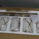 5-Light Brushed Gold Bathroom Light Fixtures Over Mirror, 38" UL-Listed Modern Wall Sconce Lights with Milk White Frosted Glass and Metal Cage for Bath, Hardwire E26, CH9176BGW-5W, 5-Light, 38.5" L
