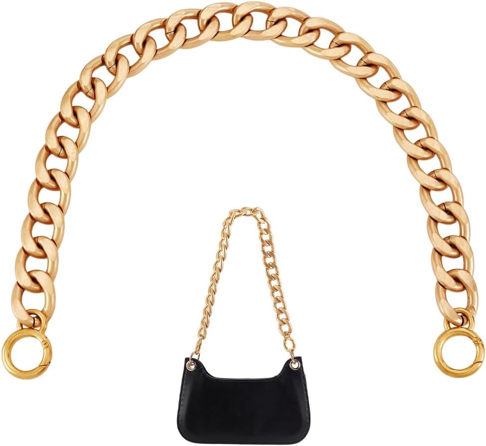 PH PandaHall 24 inch Handbag Chain 1 inch Wide Heavy Chunky Aluminum Metal Purse Handle Bag Chains, Bag Strap Gold Chain Replacement for Handbag Crossbody Tote Underarm Bag Accessories