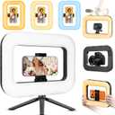 Smartphone Ring Selfie Light Kit Handheld LED Mobile Video Stabilizer Fill Lighting Rig Lights Built-in 8000mAh Battery Rechargeable for Phone Camera, YouTube, TIK tok Video Recording, Make up