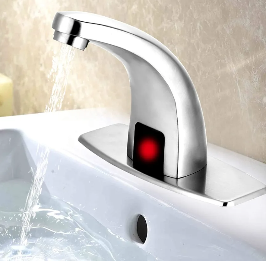 Derpeas Automatic Sensor Touchless Bathroom Sink Faucet, Electronic Automatic Sensor Touchless Sink Hands, Motion Activated, Battery Powered
