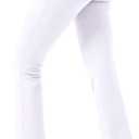 High Waist Bootcut Yoga Pants 4 Pockets Tummy Control Dress Pants for Woman Back Pockets Workout Bootleg (Large, White)