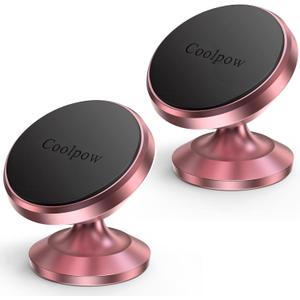 Coolpow2 Packs Magnetic Phone Holder for carStrong Magnetphone holders for your car phone holder Mount for Car4 Metal PlateUniversal Dash cell phone car mount for iphone Samsung car accessories (Rose)