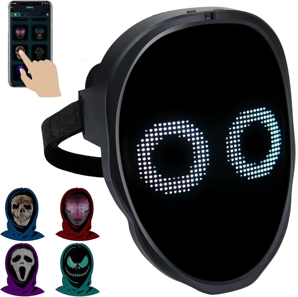 Shining App Mask Programmable LED Face Mask App Control Rechargeable  