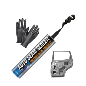 [Black] Professional Automotive Seam Sealer, Paintable Quick-Set Polyurethane Auto Body Seam Sealer for Metal Surfaces of Cars, Trucks, Etc, Includes Gloves & Tip - Black RV Roof Sealant