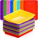 Maitys 24 Pcs Art Trays Plastic Activity Tray for Kids Craft Stackable Shallow Storage Organizer Serving for DIY School Books Home Painting Projects 9.45 x 7.1 x 1.38 Inch (Mixed Color)