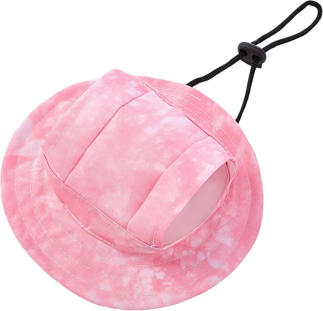 Pet Hat with Ear Holes Round Brim Dog Outdoor Climbing Hat Summer Puppy Cat Sunscreen Baseball Cap Sun Protection Cooling Bucket Hats for Small and Medium Dogs
