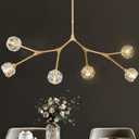 K9 Crystal Pendant Light Fixture Sputnik Chandeliers for Dining Room 6 Light Modern Gold Chandelier L43' Mid Century Flush Mount Chandelier for Over Table Living Room Kitchen Island