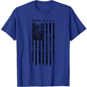 Made In USA American Flag Patriotic 4th Of July T-Shirt (Small)