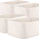 OIAHOMY 4 Pack Storage Baskets for Organizing, Small Bins for Shelves, Cute Decorative Storage Bins, Organizer Baskets for Gifts Empty, 13.8''Lx9.8''Wx5.5''H, White