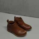 K KomForme Girls Ankle Boots Low Heels Short Booties with Side Zipper for Toddler/Little Kid/Big Kid, 10, Brown