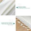 Deep Dream Grommet Semi-Sheer Boho Curtains 84 Inch Length 2 Panels for Living Room, Linen Blend Tassels Farmhouse Curtains with Embroidery for Bedroom (52" W x 84" L, 2 Panels, Off White)