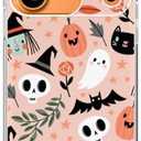 Dawjeg Cute Cartoon Halloween Phone Case Compatible with iPhone 17 Pro, Fall Leaves Cats Ghosts TPU Phone Cover for iPhone 17 Pro