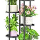 iDavosic.ly 6 Tier Plant Stand Indoor Outdoor, Tiered Corner Multiple Flower Pot Holder Shelf, Metal 44 Inch Tall Display Rack for Patio Porch Living Room Garden Balcony, Modern Black & Rustic Brown