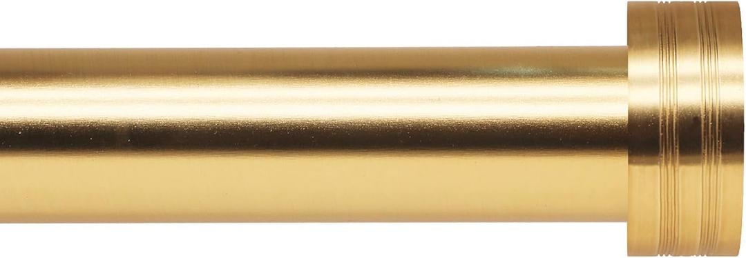 Modern Gold Curtain Rod for Windows 18 to 115 inch, 1 inch Adjustable Heavy Duty Decorative Outdoor Extra Long Curtain Rods Metal Drapery Rod for Large Windows Sliding Doors with Classic Cap Finial